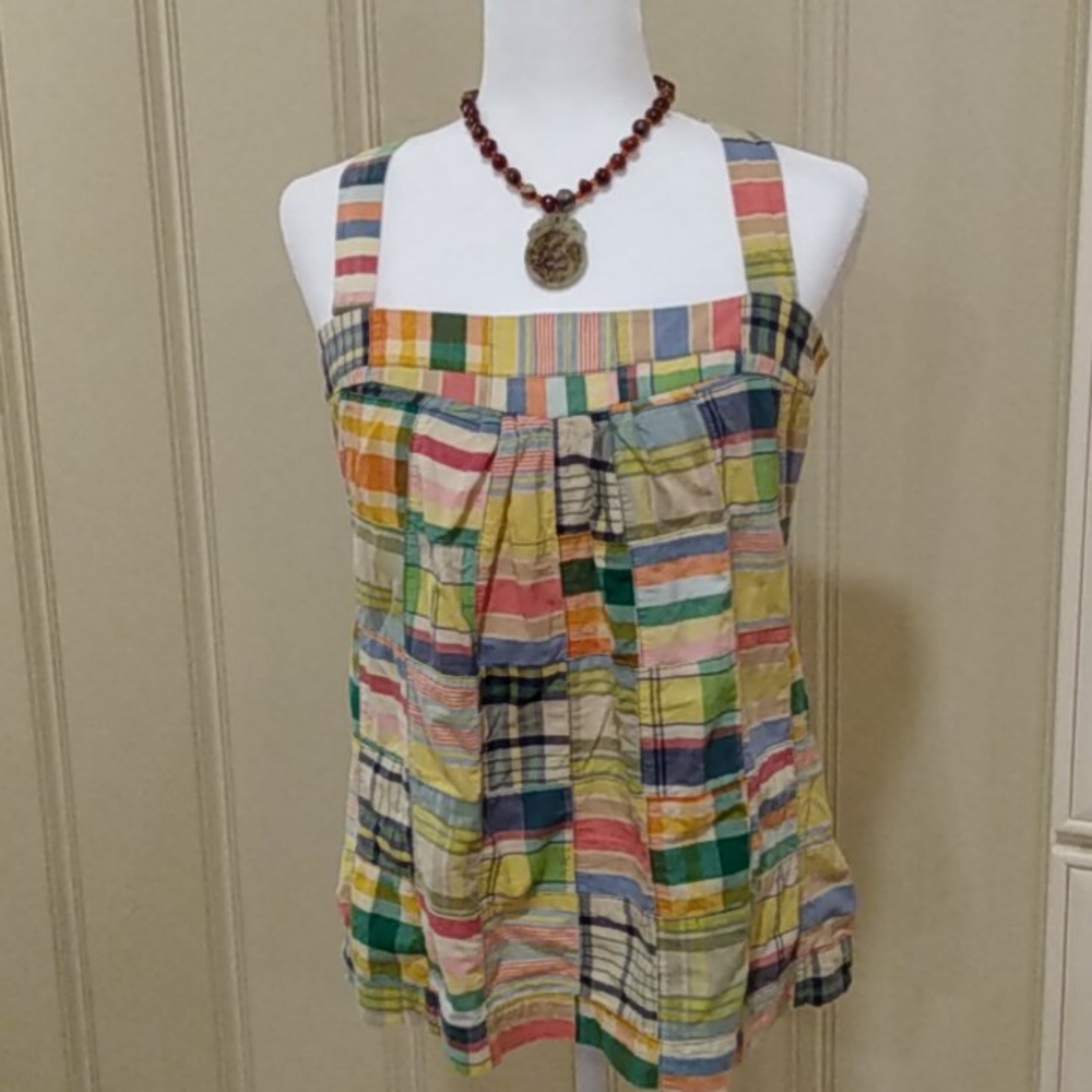 JCrew madras tank size 10